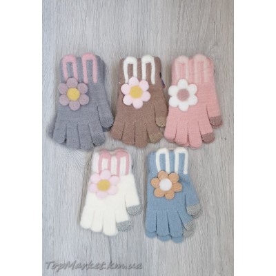 Одинарні рукавиці для дівчаток №25-49, 5-7 років