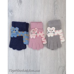 Одинарні рукавиці для дівчаток №25-52, 4-6 років