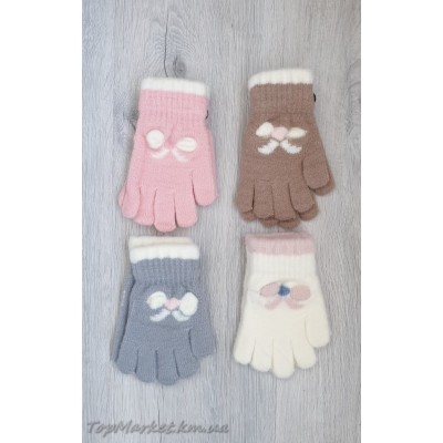 Одинарні рукавиці для дівчаток №25-27, 5-8 років