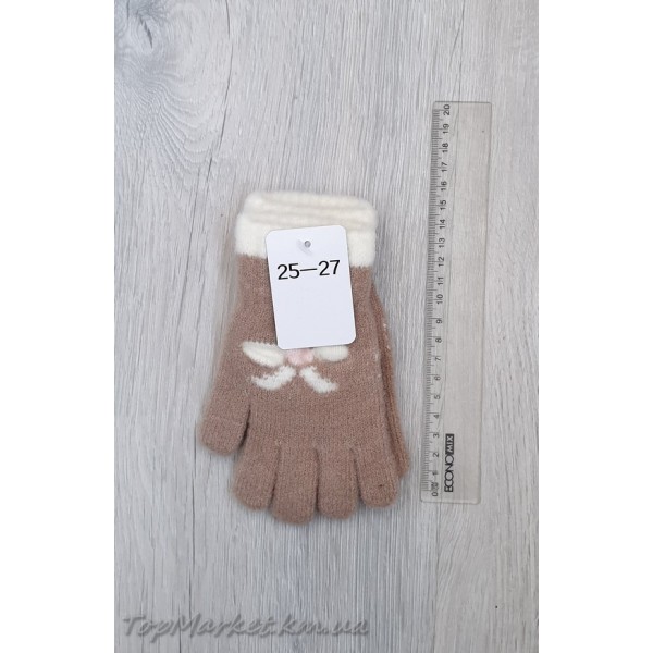 Одинарні рукавиці для дівчаток №25-27, 5-8 років
