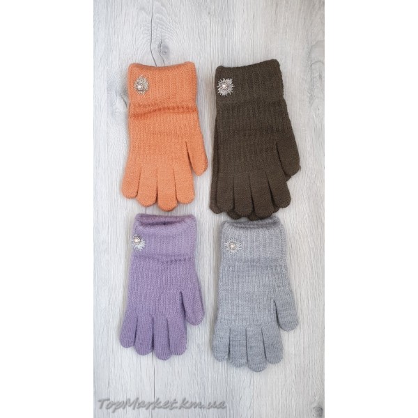 Одинарні рукавиці для дівчаток №7-29А, 8-15 років