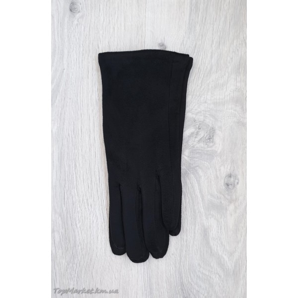 Замшеві жіночі рукавиці на хутрі №1-51 - модель "класика"