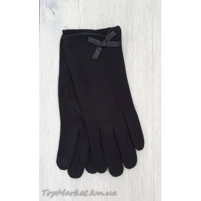 Жіночі рукавиці з пальтової тканини на хутрі №1-5 - модель "бант"