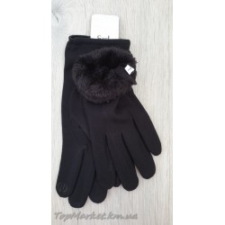 Жіночі рукавиці з пальтової тканини на хутрі №1-5 - модель "бант"