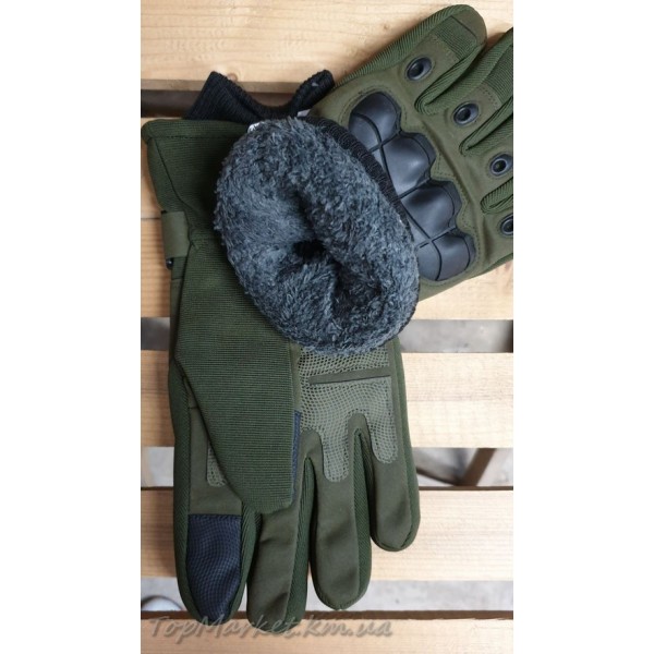 Тактичні рукавиці зимові на хутрі №17-31 - хакі