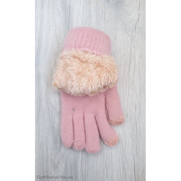 Підліткові рукавиці на хутрі для дівчаток №3-20