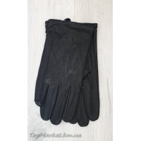 Чоловічі рукавиці з екошкіри на хутрі кролика - модель "розріз збоку"