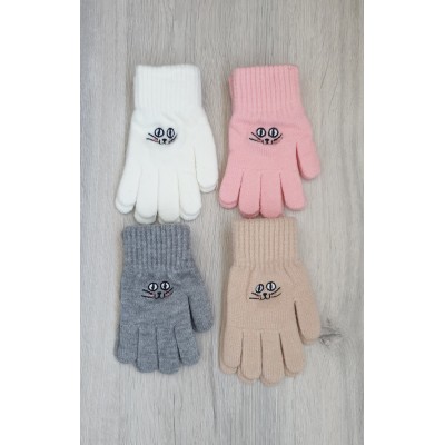 Одинарні рукавиці для дівчаток №8-013, 5-8 років